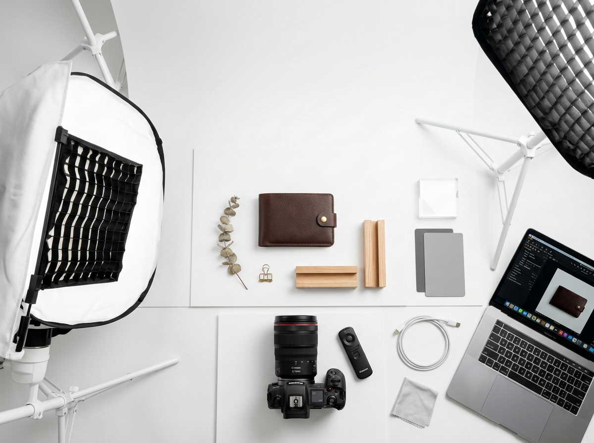 A clean e-commerce product photography setup